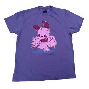Bright Bat Design Purple Pink Cute Mothman T-shirt Size Large